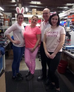 GR staff wearing pink for charity